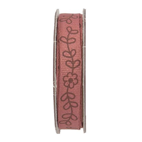 Ruban imprimé fleurs Lie de vin - bobinette 2m