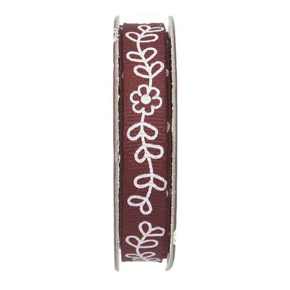 Ruban imprimé fleurs Prune - bobinette 2m