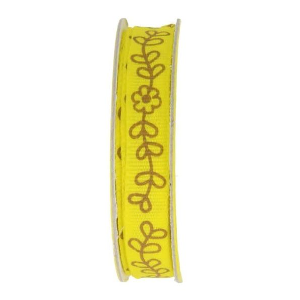 Ruban imprimé fleurs Jaune - bobinette 2m