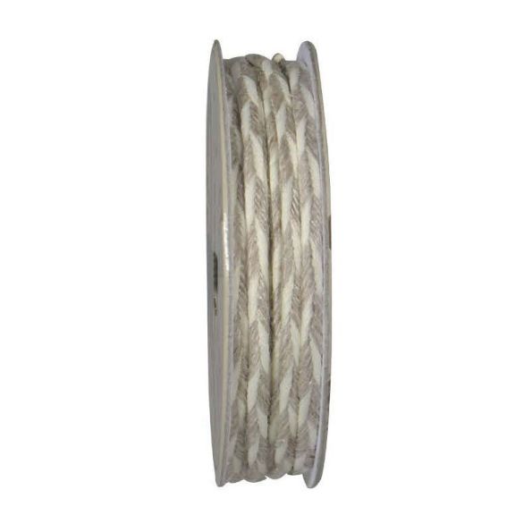 Cordelette tressé  Beige et blanc - bobinette 2m