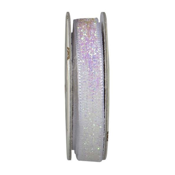 Ruban velours paillettes Blanc - bobinette 2m