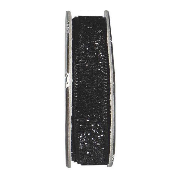 Ruban velours paillettes Noir - bobinette 2m