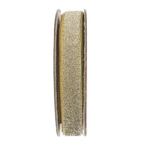 Ruban velours paillettes Or et argent - bobinette 2m