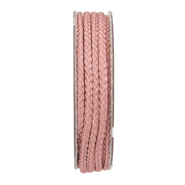 Cordon tressé Vieux rose - bobinette 2m