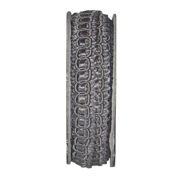 Ruban épi lurex Gris pierre - bobinette 2m