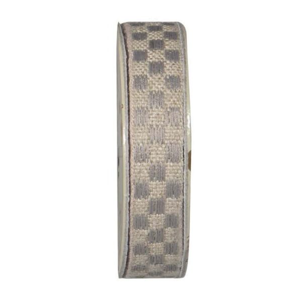 Ruban lin naturel  Beige et gris - bobinette 2m