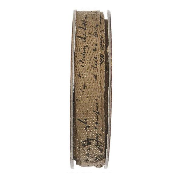 Ruban imprimé Marron et or - bobinette 2m