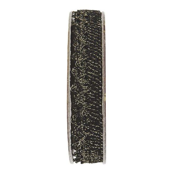 Dentelle Noir et or - bobinette 2m