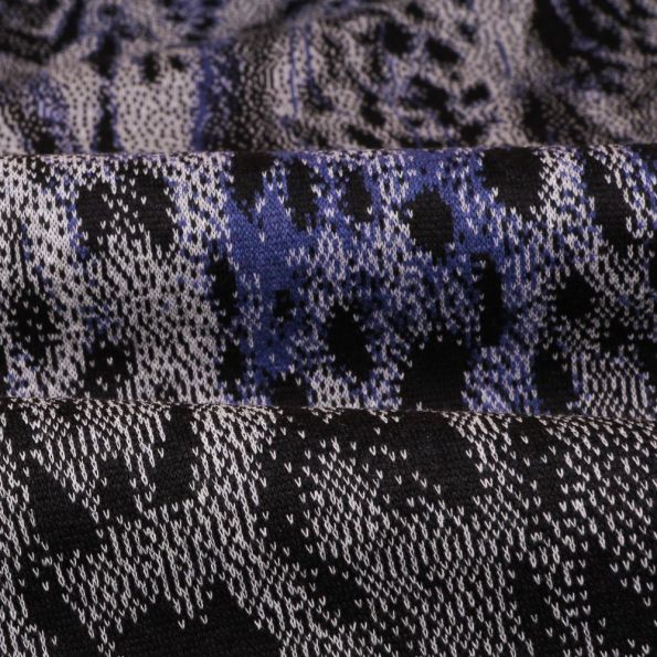 Tissu Gianni Maille Pull Marine Tigré  Pervenche et blanc - Par 10 cm