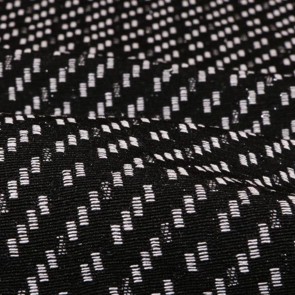 Tissu Gianni Maille Lurex Noir Rectangles Blancs et gris - Par 10 cm