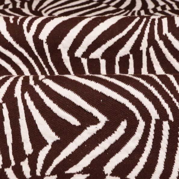 Tissu Gianni Maille Extensible Chocolat Vagues tigrés Blanches - Par 10 cm