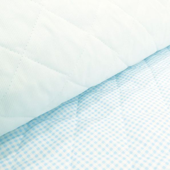 Tissu Piqué de coton Baby Matelassé réversible Bleu ciel - Par 10 cm