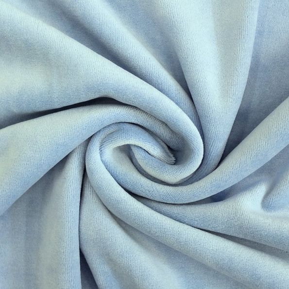 Tissu Jersey Velours tout doux Bleu bébé x10cm