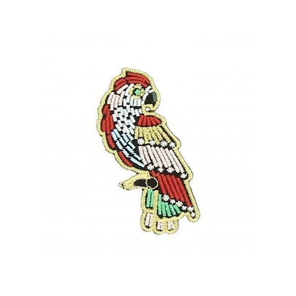 Ecusson Thermocollant Perroquet Broderie Métallisées