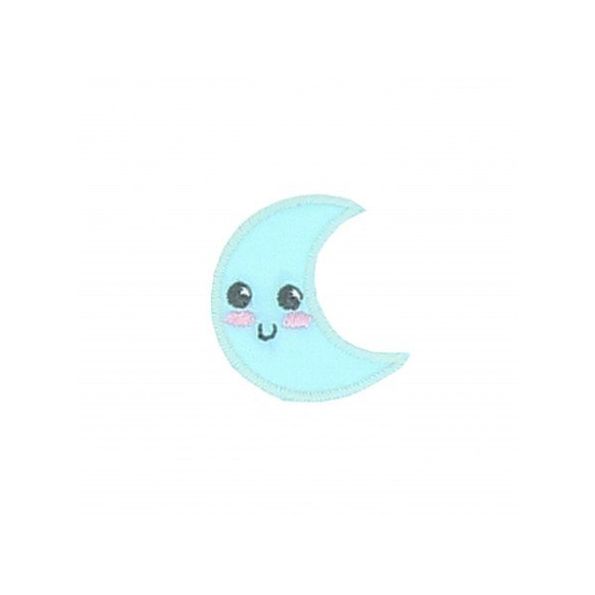 Ecusson Thermocollant Lune souriante Bleue