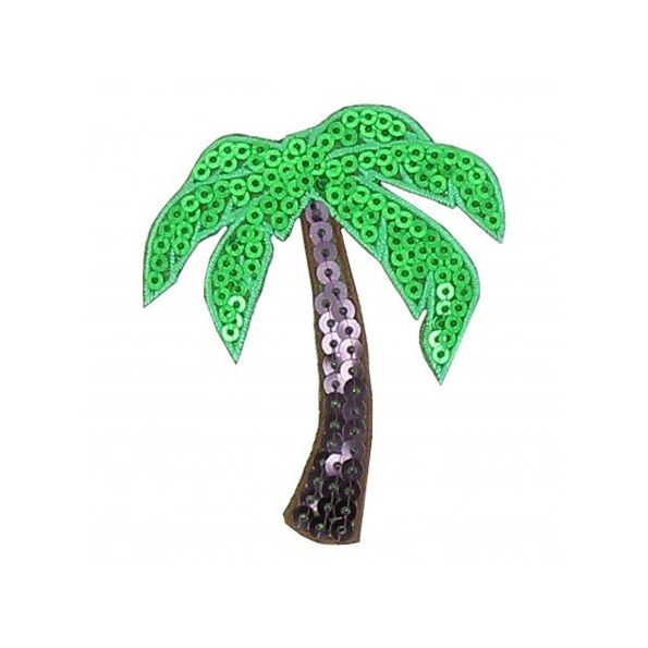 Ecusson Thermocollant Palmier en sequins marron et verts