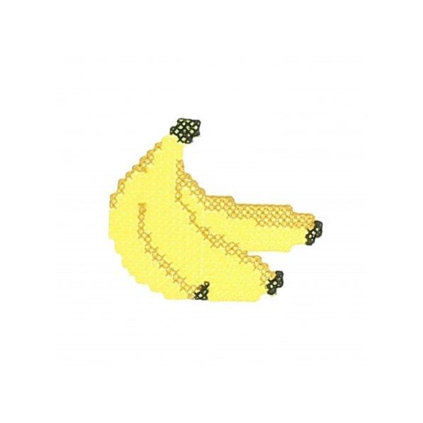 Ecusson Thermocollant Banane au point de croix Jaune orange et noir