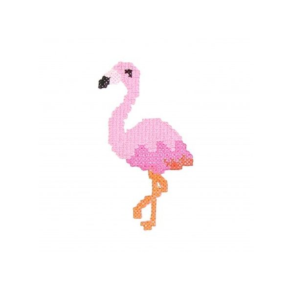 Ecusson Thermocollant Flament Rose au point de croix Rose et noir