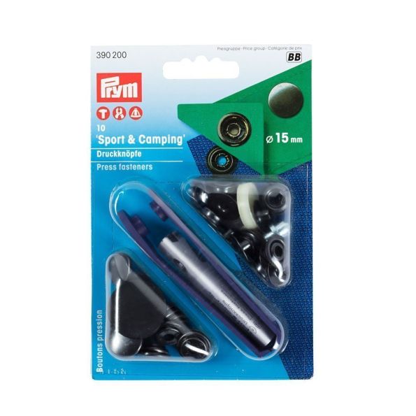 Boutons pression Sport & Camping 15 mm Bruni avec outil Prym