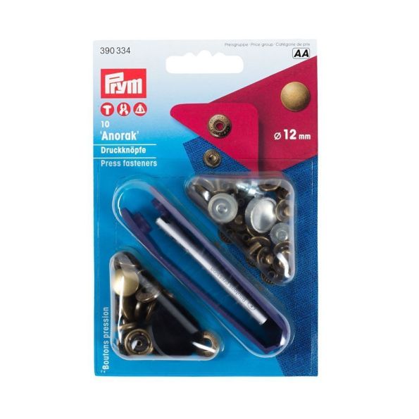 Boutons pression anorak avec outil Prym Laiton antique - 3 tailles