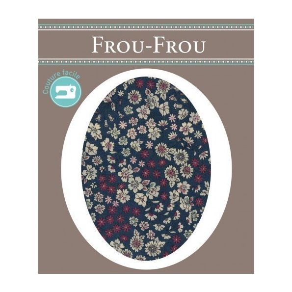 Genouillères-coudières thermocollantes Fleuri Frou-Frou Bleu foncé et ecru