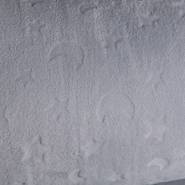 Tissu Doudou polaire Etoiles lunes relief sur fond Gris - Par 10 cm