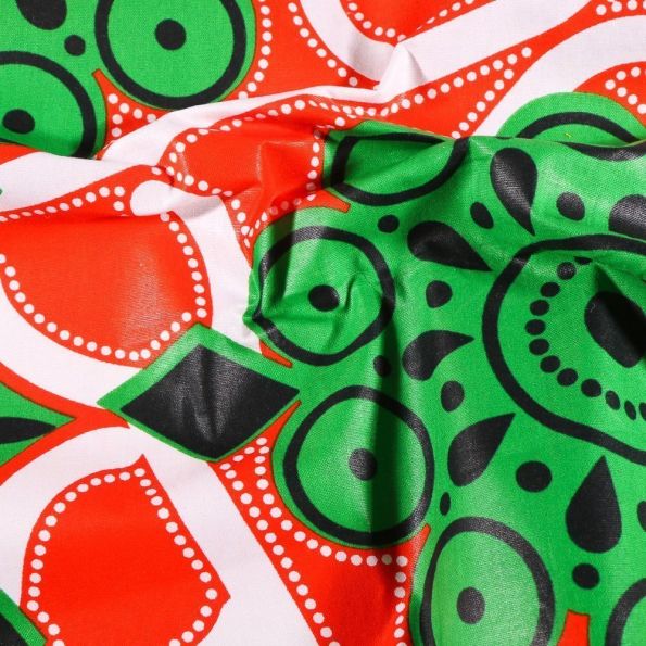 Tissu Wax africain N° 608 Arabesques sur fond Orange - Par 10 cm