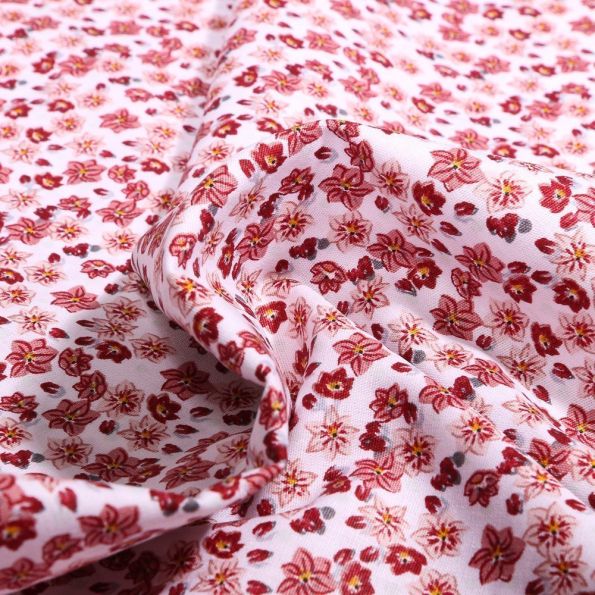 Tissu Coton imprimé Bio Olivia sur fond Blanc - Par 10 cm