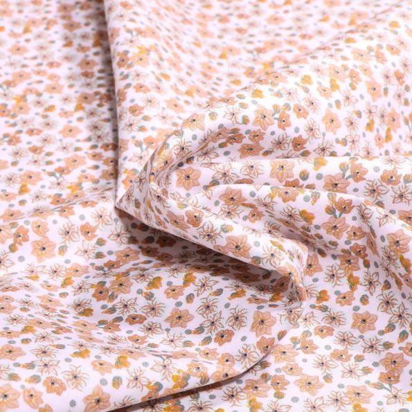 Tissu Coton imprimé Bio Joy sur fond Blanc - Par 10 cm