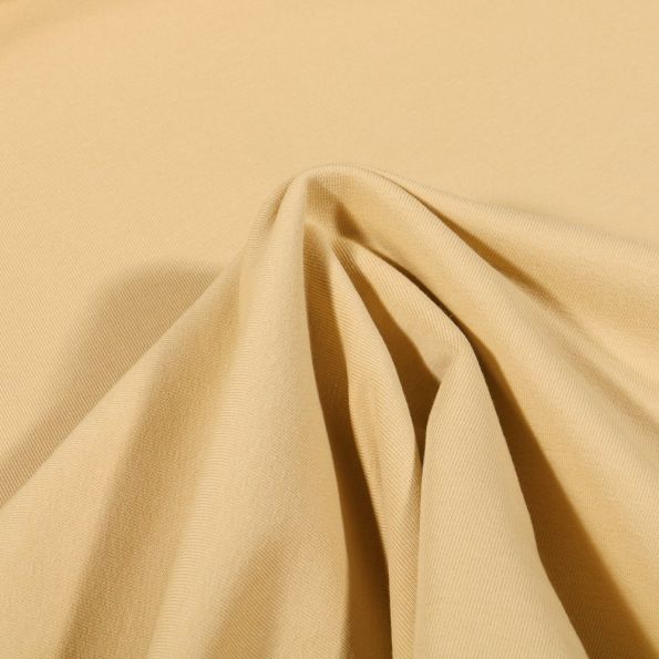Tissu Jersey coton envers gratté Bio Uni  Jaune pastel - Par 10 cm