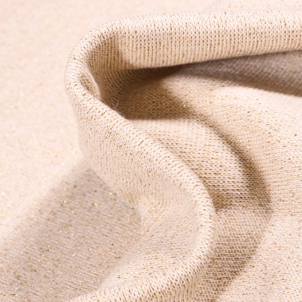 Tissu Bord côte Pailleté uni Beige - Par 10 cm