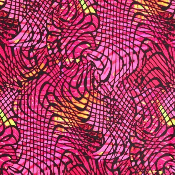 Tissu Lycra Maillot de bain Peau de Croco Rose et jaune - Par 10 cm