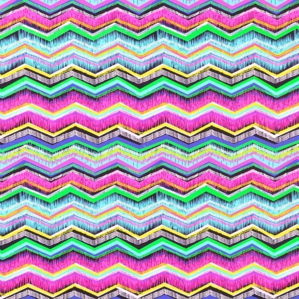 Tissu Lycra Maillot de bain Chevrons Jaune, rose, bleu et vert fluo - Par 10 cm