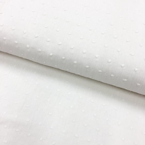 Tissu Plumetis Coton Blanc - Par 10 cm