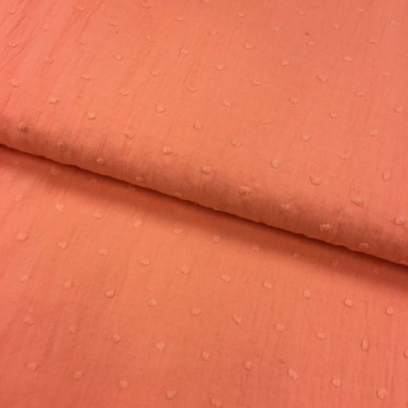 Tissu Plumetis Coton Saumon - Par 10 cm