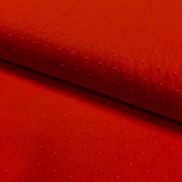 Tissu Plumetis Coton Rouge - Par 10 cm