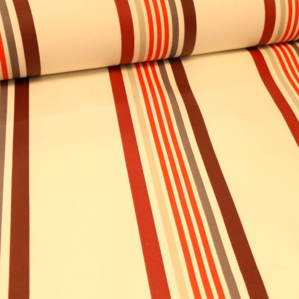 Tissu Coton enduit Playa rouge sur fond Blanc - Par 10 cm