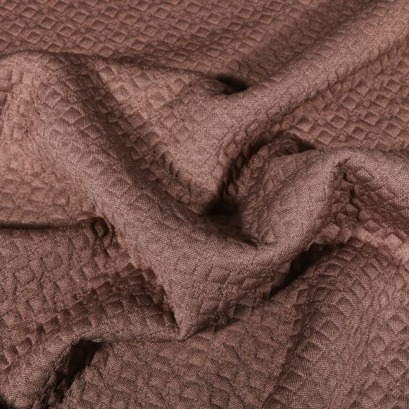 Tissu Jacquard Jersey Petits losanges sur fond Marron - Par 10 cm