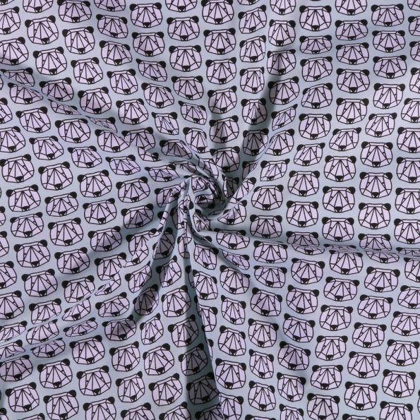 Tissu Coton imprimé Arty Têtes de panda origami sur fond Vert menthe clair - Par 10 cm