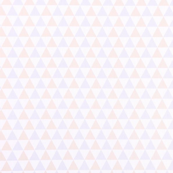 Tissu Piqué de Coton Triangles gris et beiges sur fond Blanc - Par 10 cm