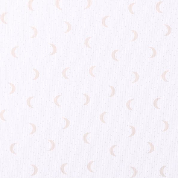 Tissu Piqué de Coton Lunes et pois beiges et gris sur fond Blanc - Par 10 cm