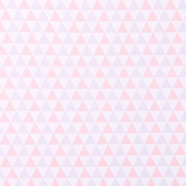Tissu Piqué de Coton Triangles gris et roses sur fond Blanc - Par 10 cm