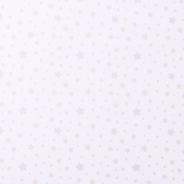 Tissu Piqué de Coton Etoiles Parme et beiges sur fond Blanc - Par 10 cm