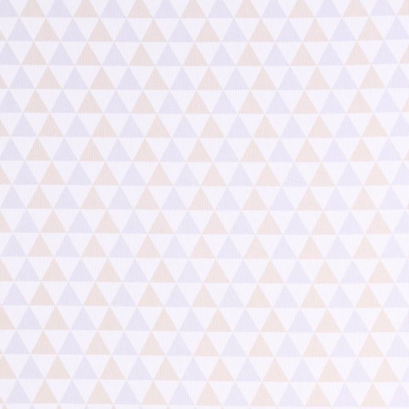 Tissu Piqué de Coton Triangles beiges et parme sur fond Blanc - Par 10 cm