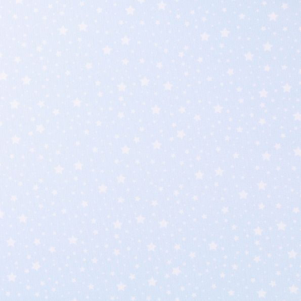 Tissu Piqué de Coton Etoiles blanches sur fond Bleu ciel - Par 10 cm