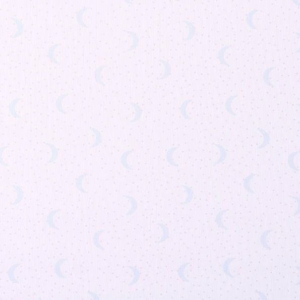 Tissu Piqué de Coton Lunes et pois bleu ciel sur fond Blanc - Par 10 cm