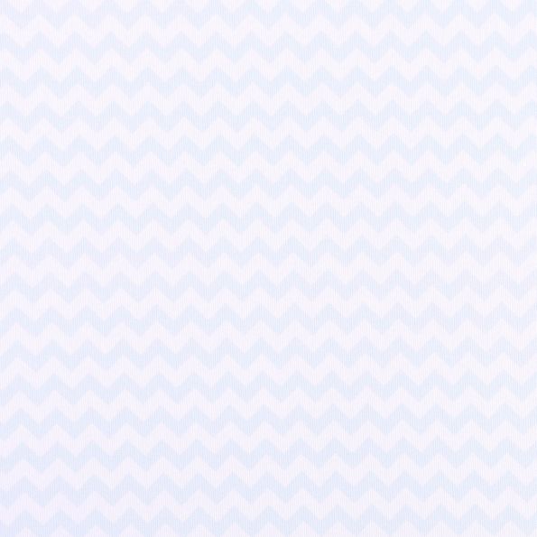 Tissu Piqué de Coton Chevrons bleu ciel sur fond Blanc - Par 10 cm