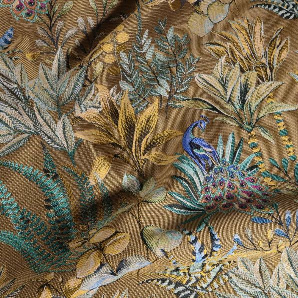 Tissu Toile jacquard Amadeus sur fond Or - Par 10 cm