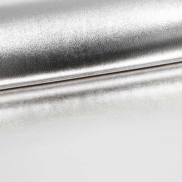 Simili Cuir Premium Métallisé Argent - Par 50 cm