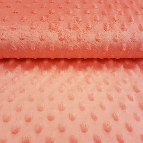 Tissu Minky Ultra doux Pois Corail - Par 10 cm